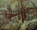 貧弱な歩道ポントワーズの雪の効果 1874 カミーユ ピサロの風景